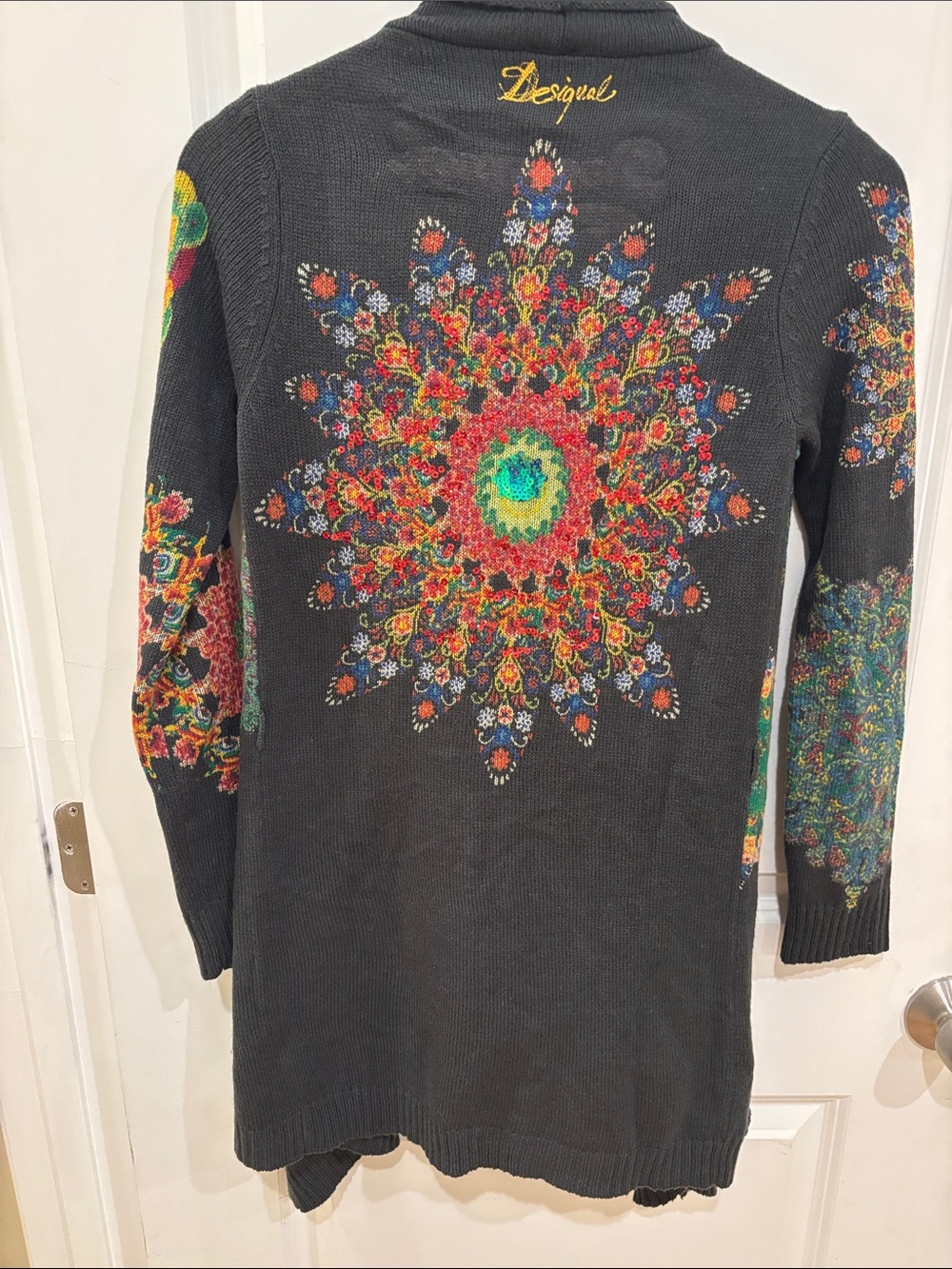 Desigual Black Mandala Multicolor Open-Front Cardigan